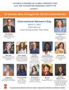 International Women's Day 2024 event poster with speakers